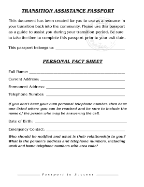 Transition Assistance Passport