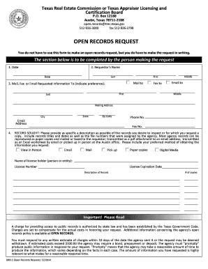 Texas Open Records Request Form
