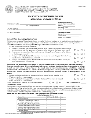 Texas Escrow Officer License Renewal Application