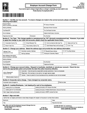 Florida Employer Account Change Form