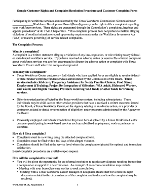 Texas Workforce Customer Complaint Form