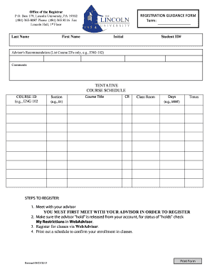 Registration Guidance Form