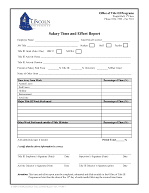 Salary Time and Effort Report - Lincoln University