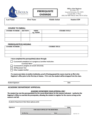 Prerequisite Override Request Form