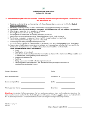 Student Employee Expectations Agreement