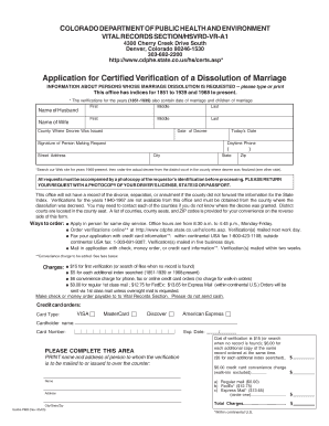 Colorado Dissolution of Marriage Verification Application