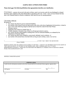 Veteran Eligibility Self-Attestation Form