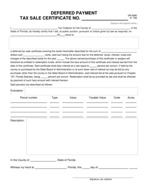 Florida Deferred Tax Sale Certificate