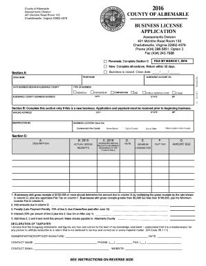 Albemarle County Business License Application