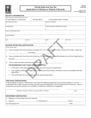 Florida Sales and Use Tax Security Release Form