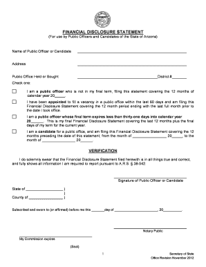Arizona Financial Disclosure Statement