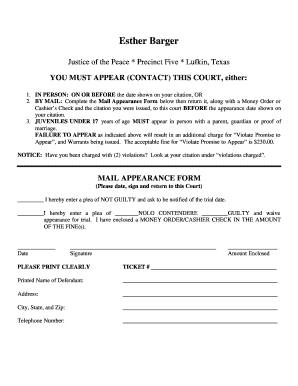 Texas Mail Appearance Form