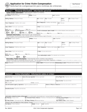 Arizona Crime Victim Compensation Application