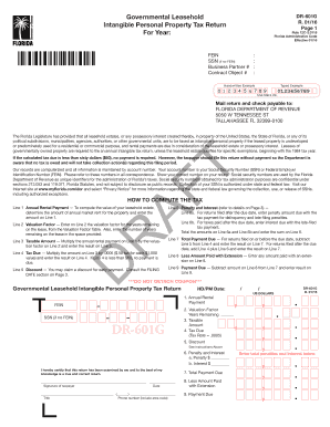 Florida Governmental Leasehold Intangible Personal Property Tax Return