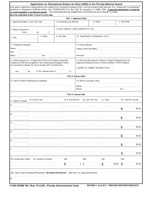 Florida National Guard Educational Dollars for Duty Application