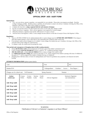 Official Drop Add Audit Form