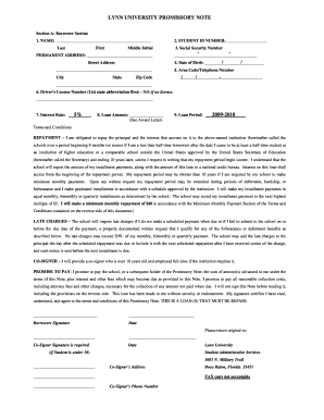 Lynn University Promissory Note