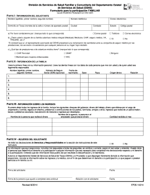 Formulario para la participación FAMILIAR