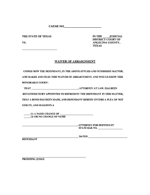 Texas Waiver of Arraignment