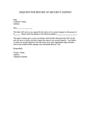 Request for Return of Security Deposit