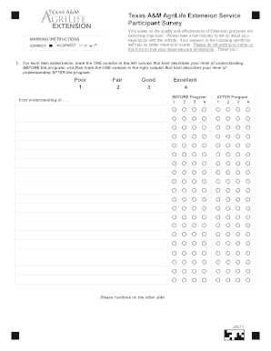 Texas A&M AgriLife Extension Service Participant Survey