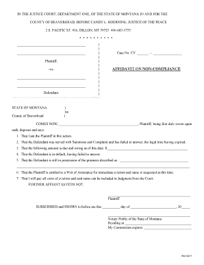 Affidavit on Non-Compliance