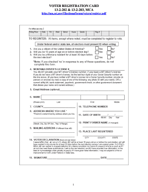 Montana Voter Registration Card