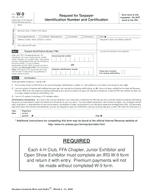 IRS Form W-9 Request for Taxpayer Identification Number and Certification