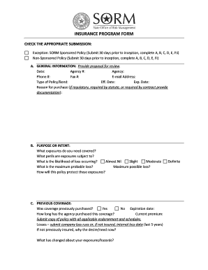 Texas Insurance Program Form