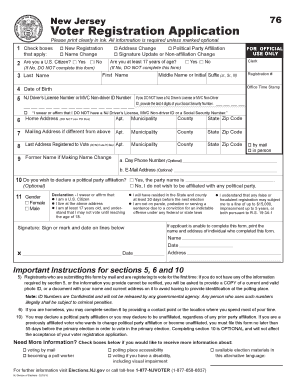 New Jersey Voter Registration Application