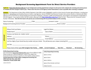 Background Screening Appointment Form for Direct Service Providers