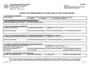 Texas DWC026 Reimbursement Request Form