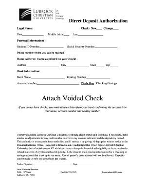 Direct Deposit Authorization Form