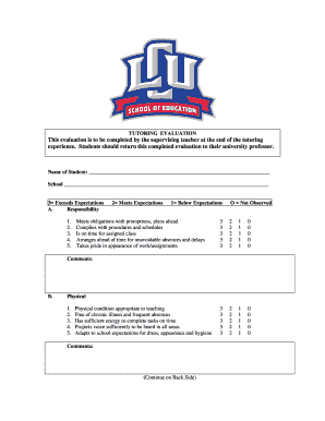 Tutoring Evaluation Form