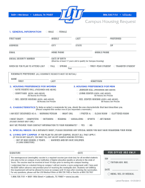 Campus Housing Request Form