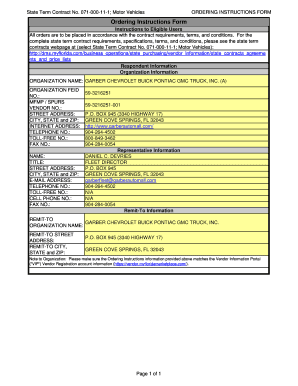 Florida Motor Vehicles Ordering Instructions Form