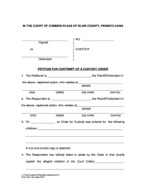 Petition for Contempt of Custody Order