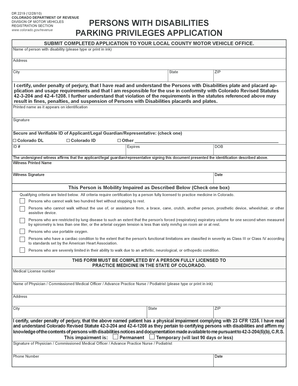 Colorado Disability Parking Privileges Application