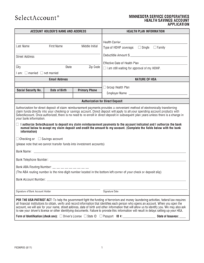 Minnesota Health Savings Account Application