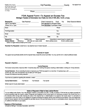 Michigan FOIA Fee Appeal Form