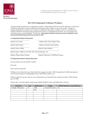 2015–2016 Independent Verification Worksheet