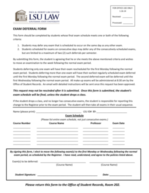 Exam Deferral Form