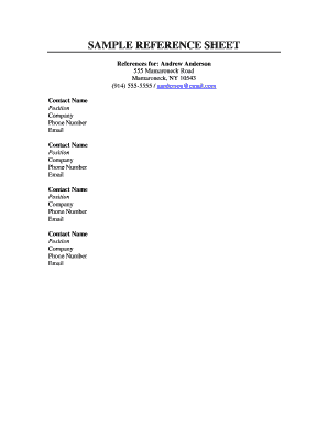 Reference Sheet Template