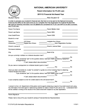Parent Information for PLUS Loan