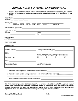 Zoning Form for Site Plan Submittal