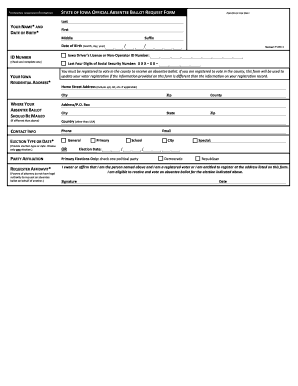 Iowa Absentee Ballot Request Form