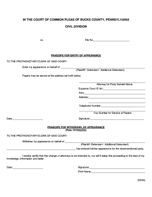 Praecipe for Entry of Appearance