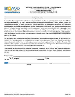 Broward County Background Investigation Disclosure
