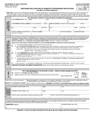 Wisconsin Declaration of Domestic Partnership Application