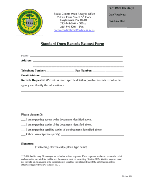 Standard Open Records Request Form